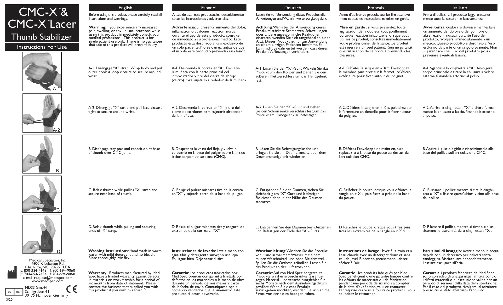 MedSpec CMC-X ™ Thumb Stabilizer, Medium / Left