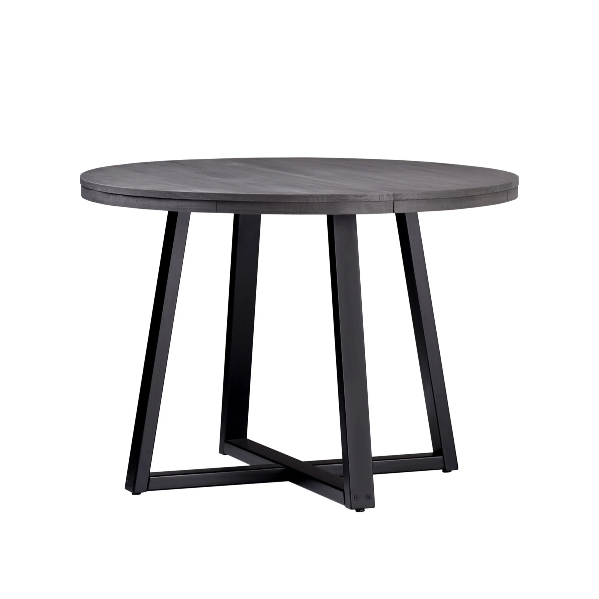 Walker Edison 42” Rustic Distressed Solid Wood Round Dining Table, Grey/Black