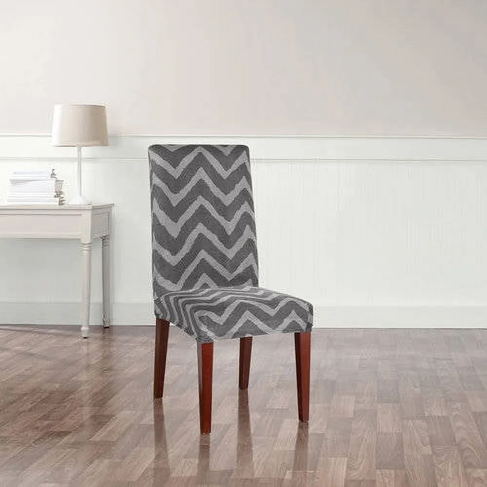 Sure Fit Stretch Plush Chevron Short Dining Room Chair Furniture Cover