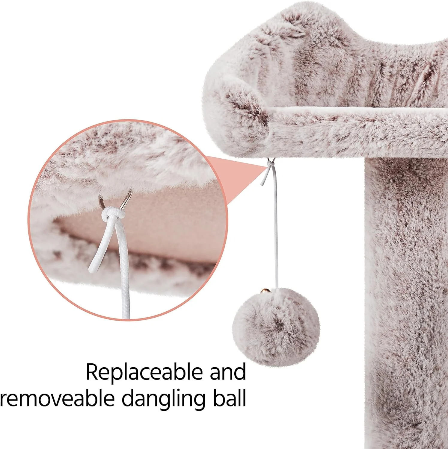 54in Cat Tree, Cat Tower with Double Cat Condo, Sisal Scratching Posts, and Dangling Balls, Cat Furniture Kitten Play House