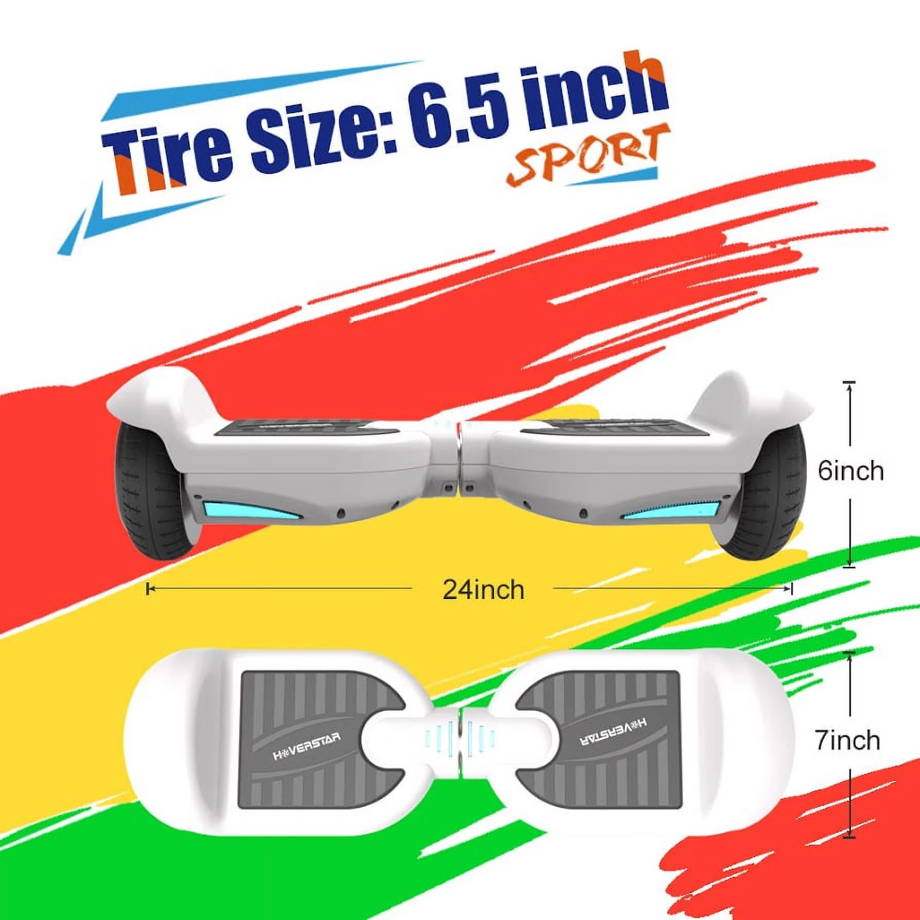 Hoverstar Hoverboard 6.5 In., Listed Two-Wheel Self Balancing Electric Scooter with LED Light, White