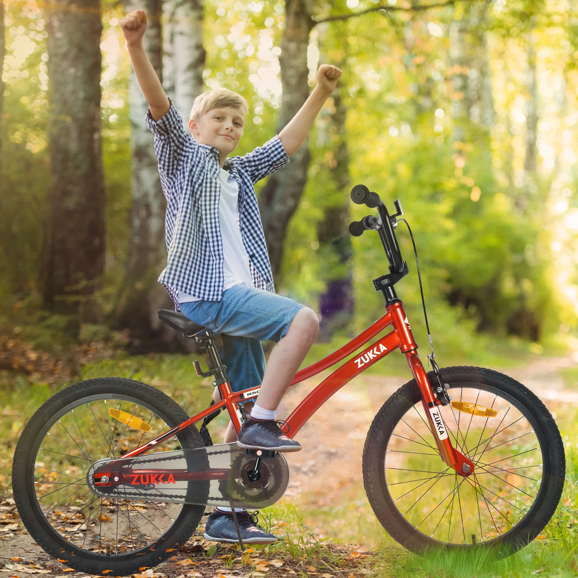 20 Inch Boys Bike, Kids' Bicycles for Kids Ages 7 - 10, Single Speed Boys Bikes with Steel Frame, Adjustable Seat Height, Red