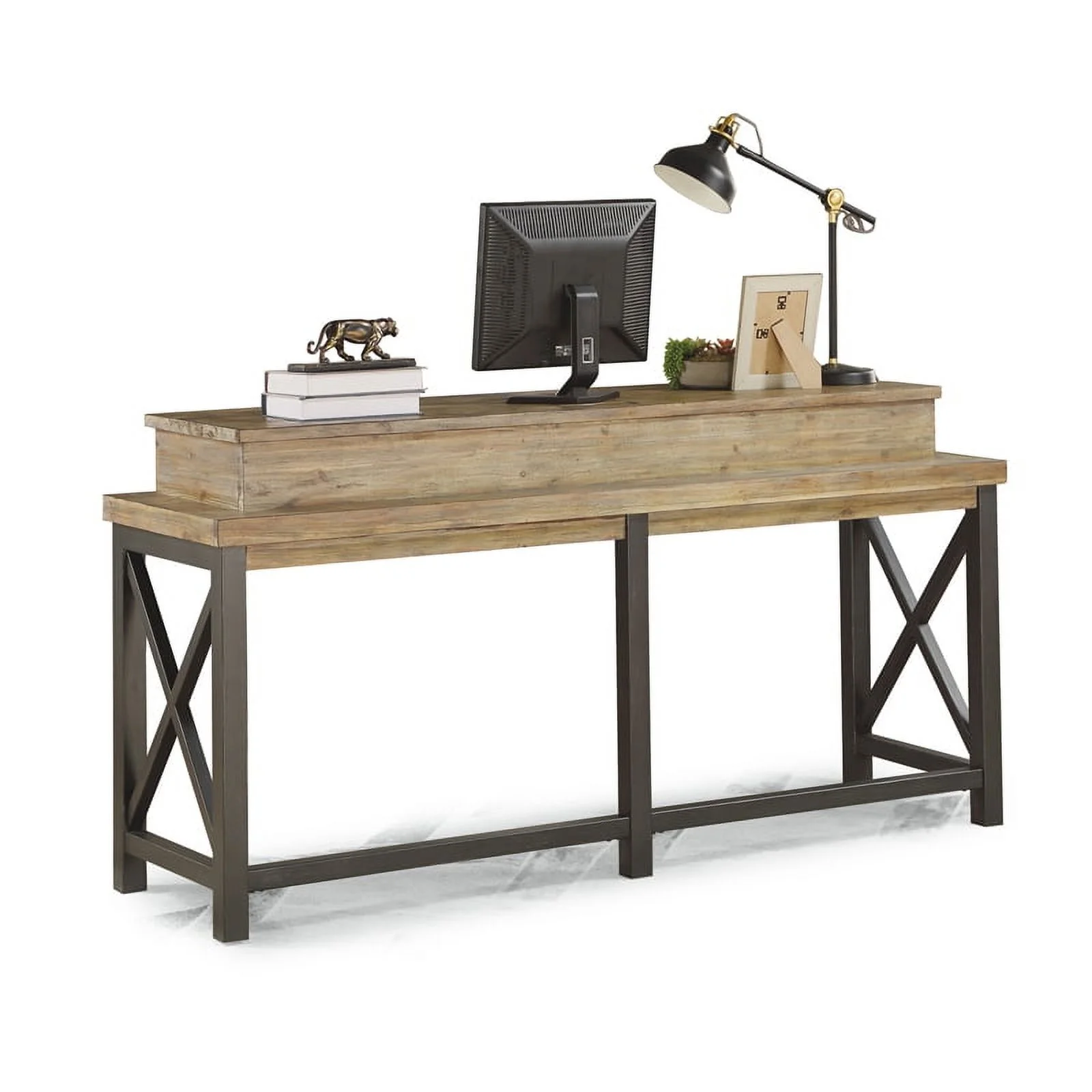 Home Square 2-Piece Set with Side Pier and Console in Light Brown