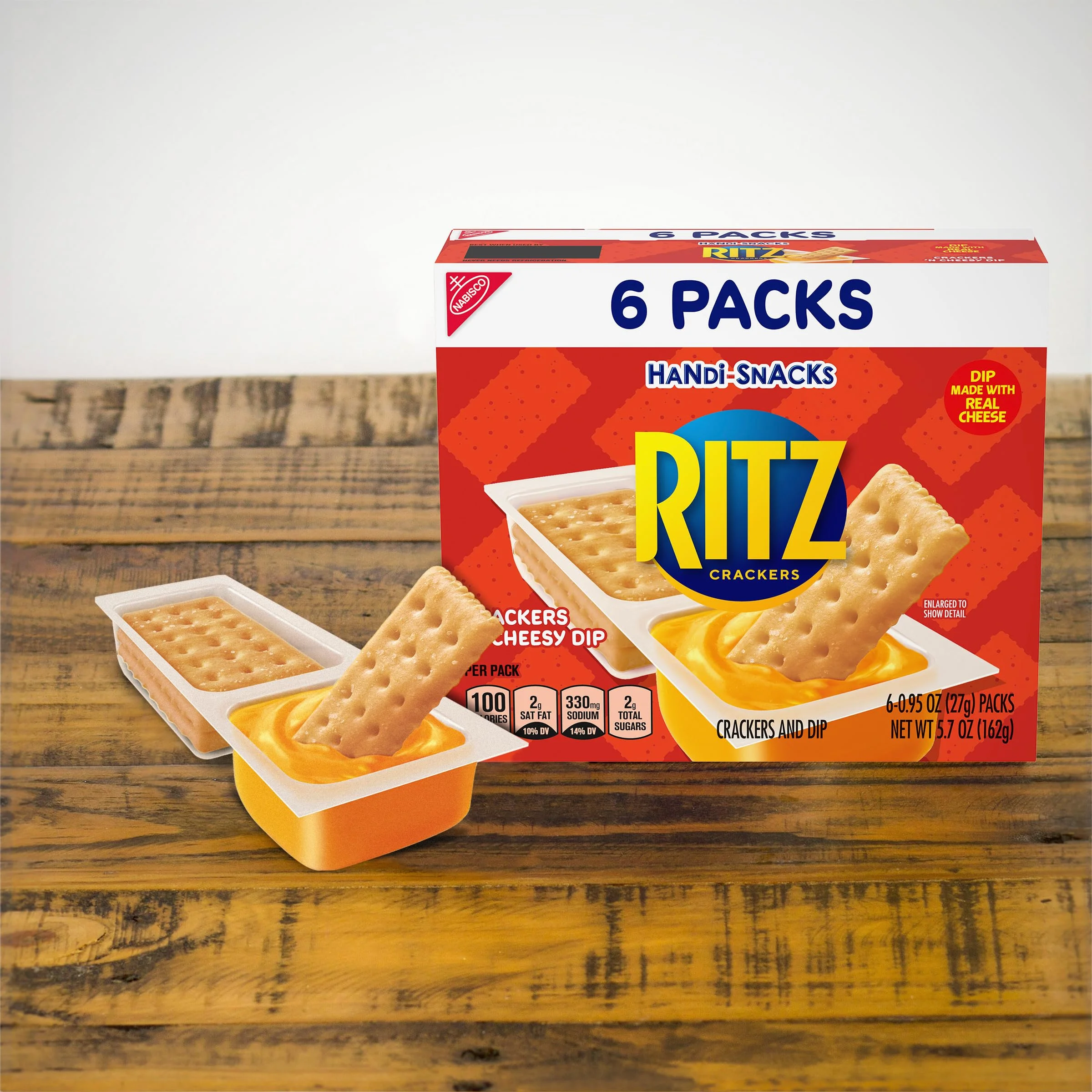 Handi-Snacks Ritz Crackers ,N Cheesy Dip Snack Packs, 6 Snack Packs