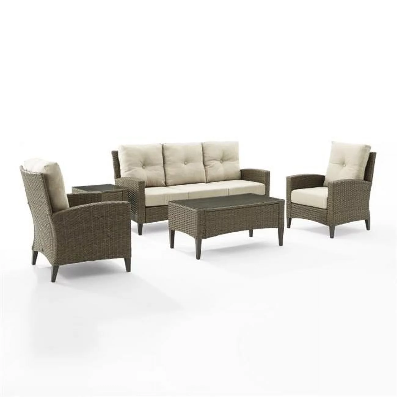 Crosley Furniture Rockport 5-piece Wicker Outdoor High Back Sofa Set in Brown