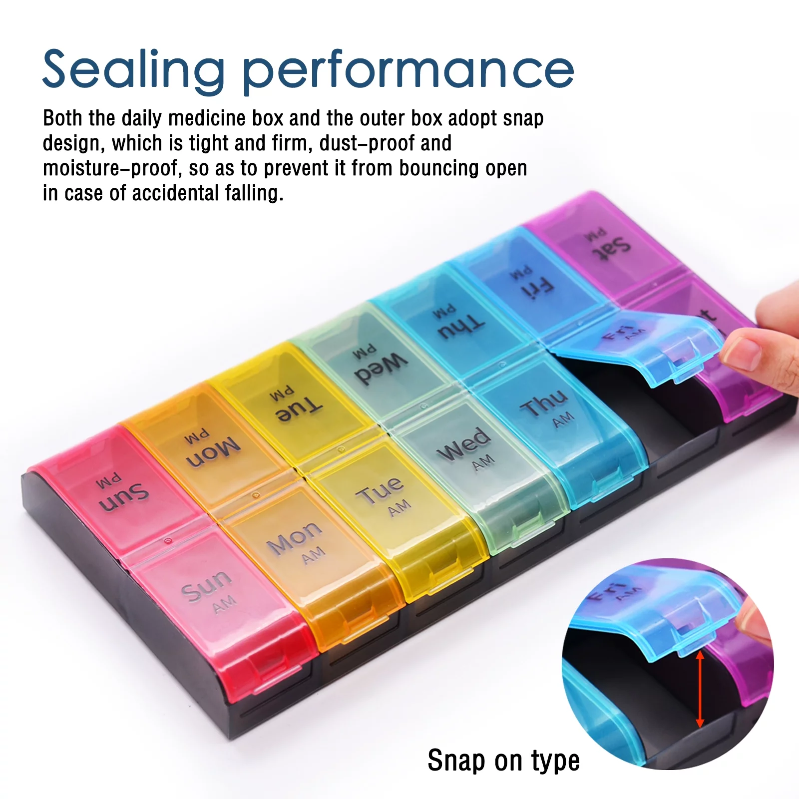 Greencycle Weekly 7 Day Pill Organizer 2 Times A Day Large Pill Cases Moisture-Proof Pill Box AM PM Medicine Organizer Design for Vitamins Fish Oil Compartments Supplements Great for Portable Travel