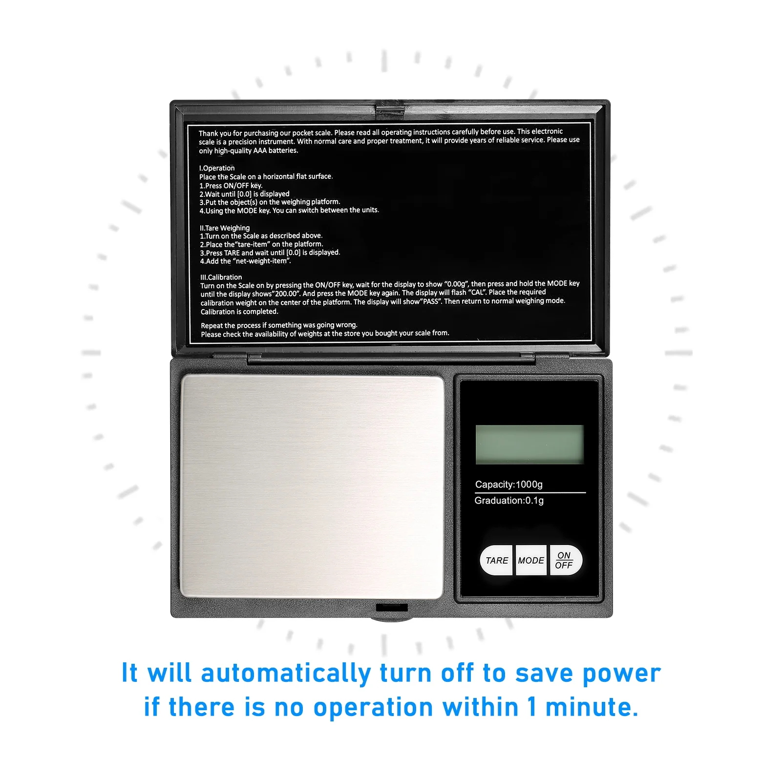 CACAGOO Portable Digital Scale 1000g/0.1g High Gold Scale Jewelry Scale with 7 Units Mini Pocket Electronic Scale with Backlight Professional Digital Milligram Scale Powder Scale