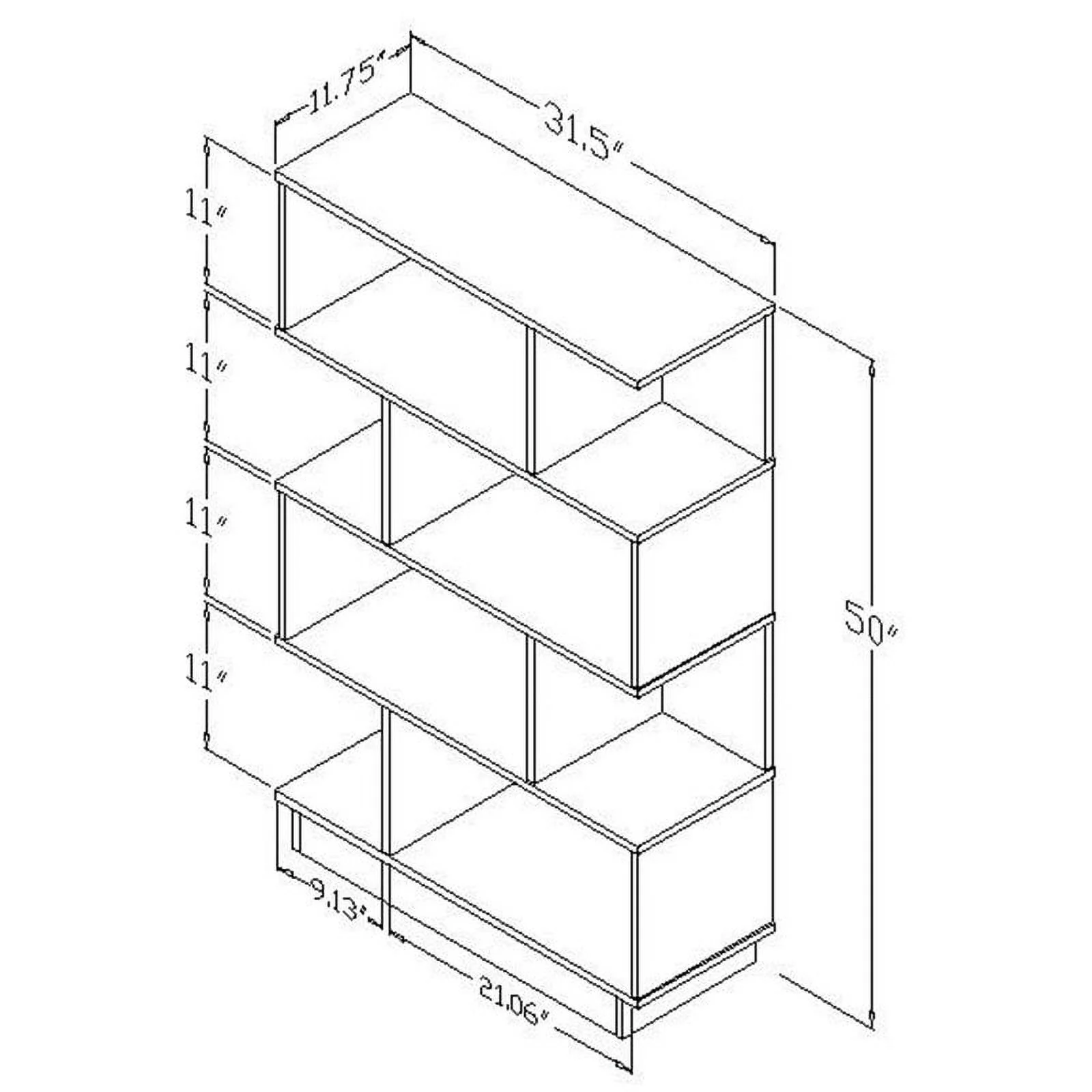 Baxton Studio Teagan 4 Shelf Display Bookcase in Oak