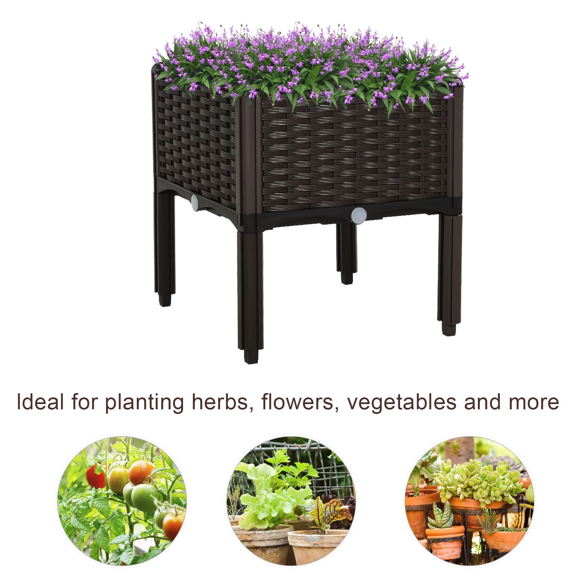 Outsunny Raised Garden Bed with Legs, Self-Watering Planter Box Raised Bed to Grow Flowers, Herbs & Vegetables, Brown