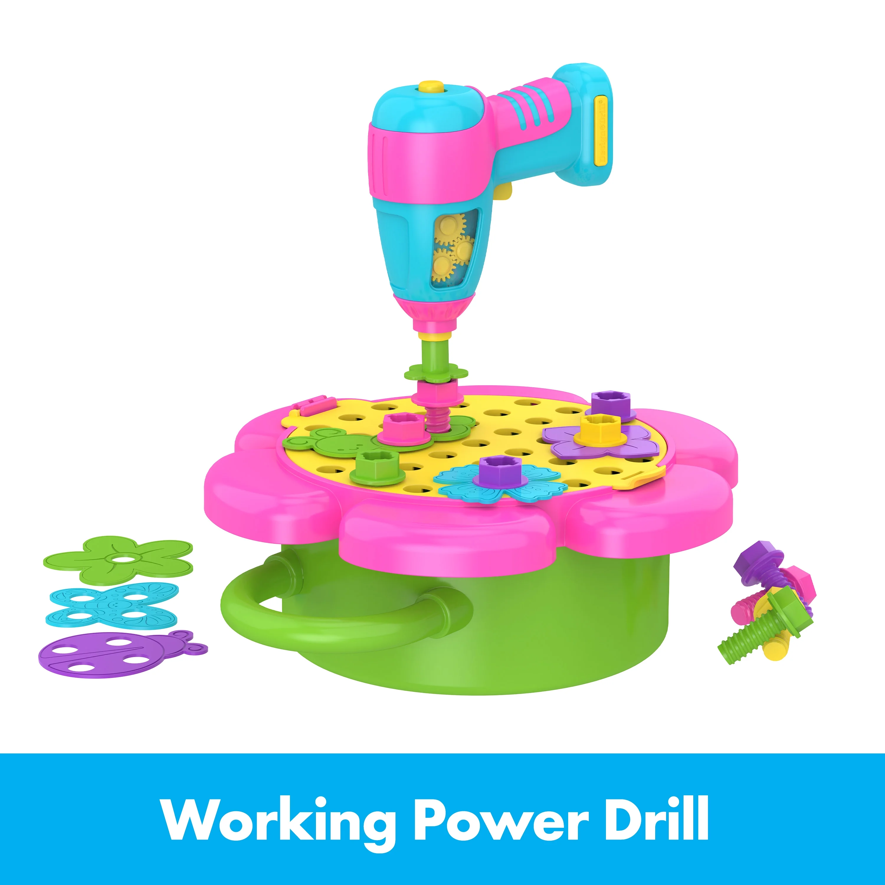 Educational Insights Design & Drill Flower Power Studio, Drill Toy, 50 Piece Set, Ages 3+