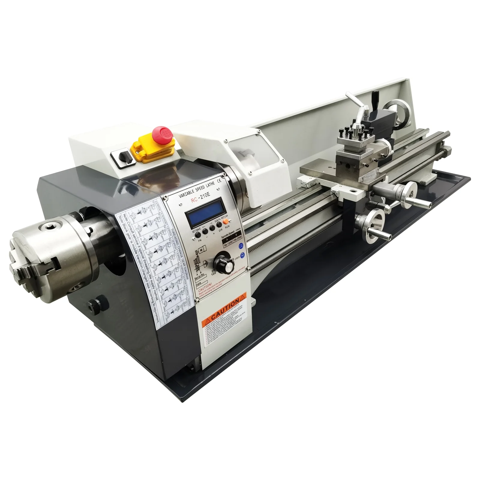 RC-210E Double Head Double Chuck Electronic Pulse Precision Metal Bench Lathe 8