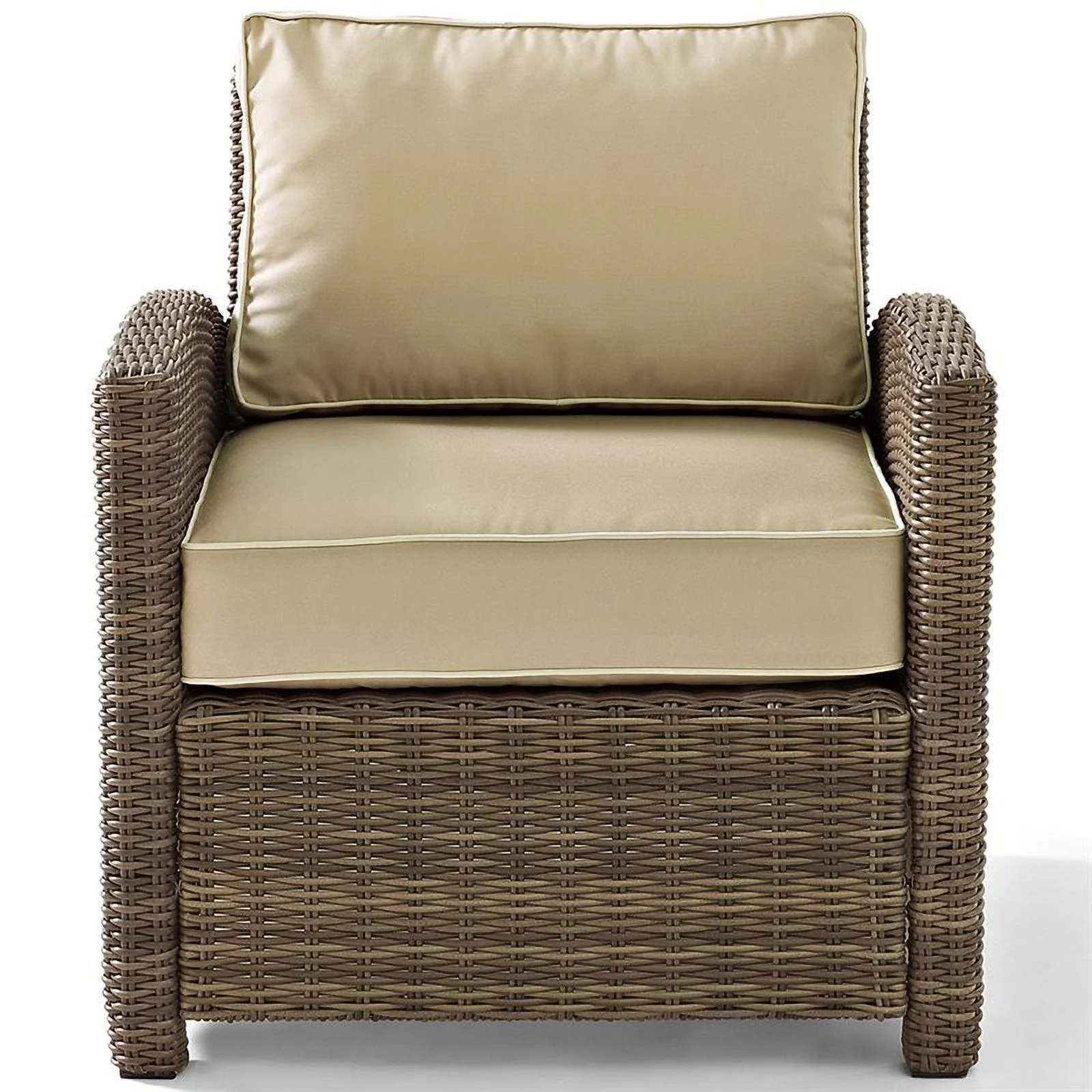 Afuera Living 3 Piece Wicker Patio Sofa Set in Brown and Sand