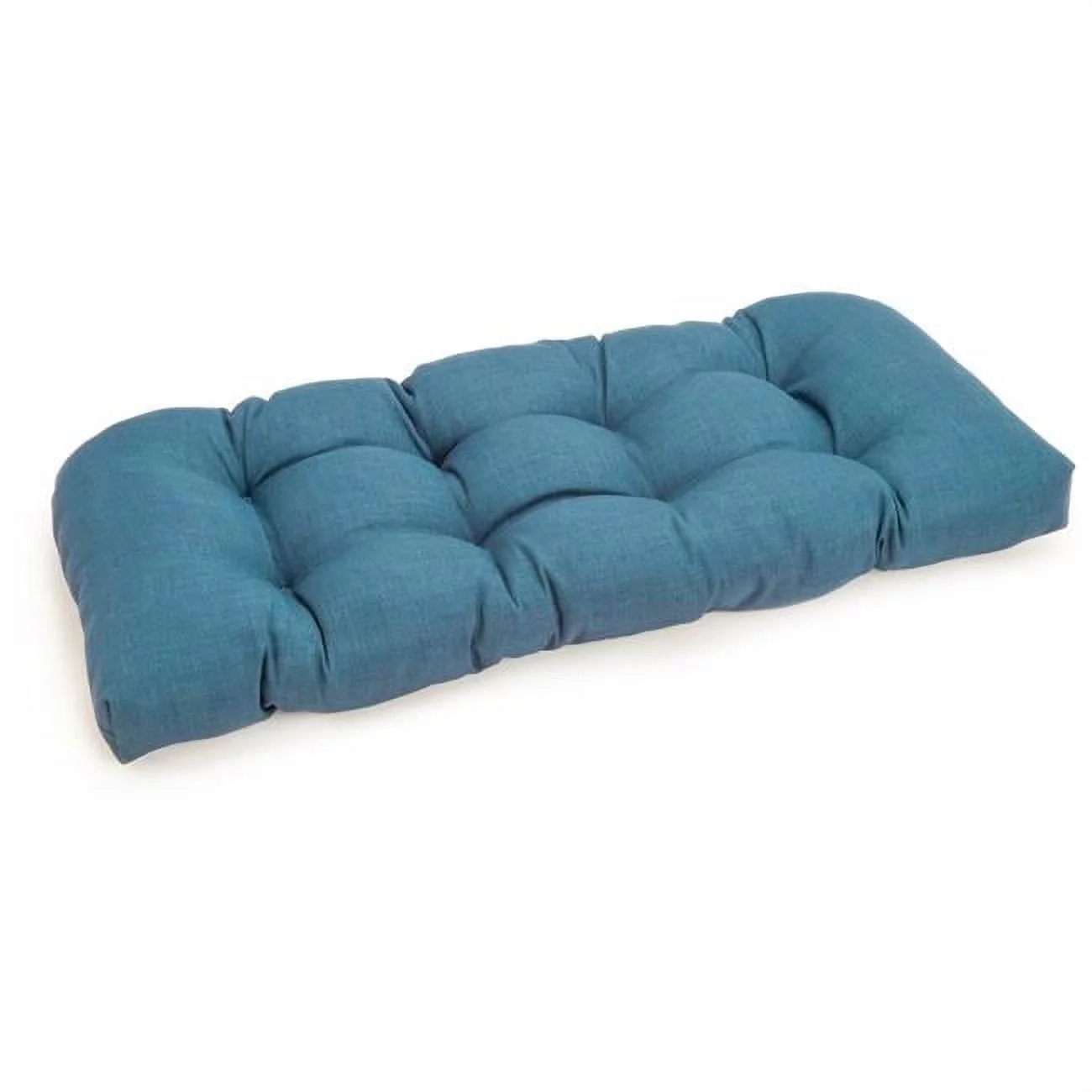 Blazing Needles  42 x 19 in. U-Shaped Solid Spun Polyester Tufted Settee & Bench Cushion, Sea Blue