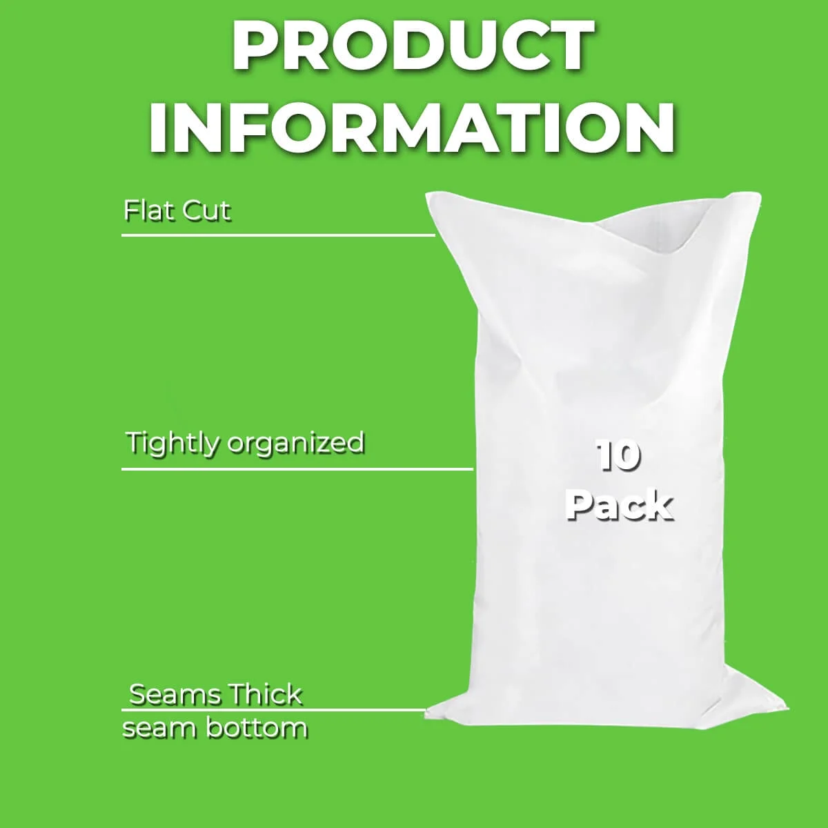 Empty Woven Polypropylene Sandbags (14” x 26”) for Flood Defense Size: 10 Pack