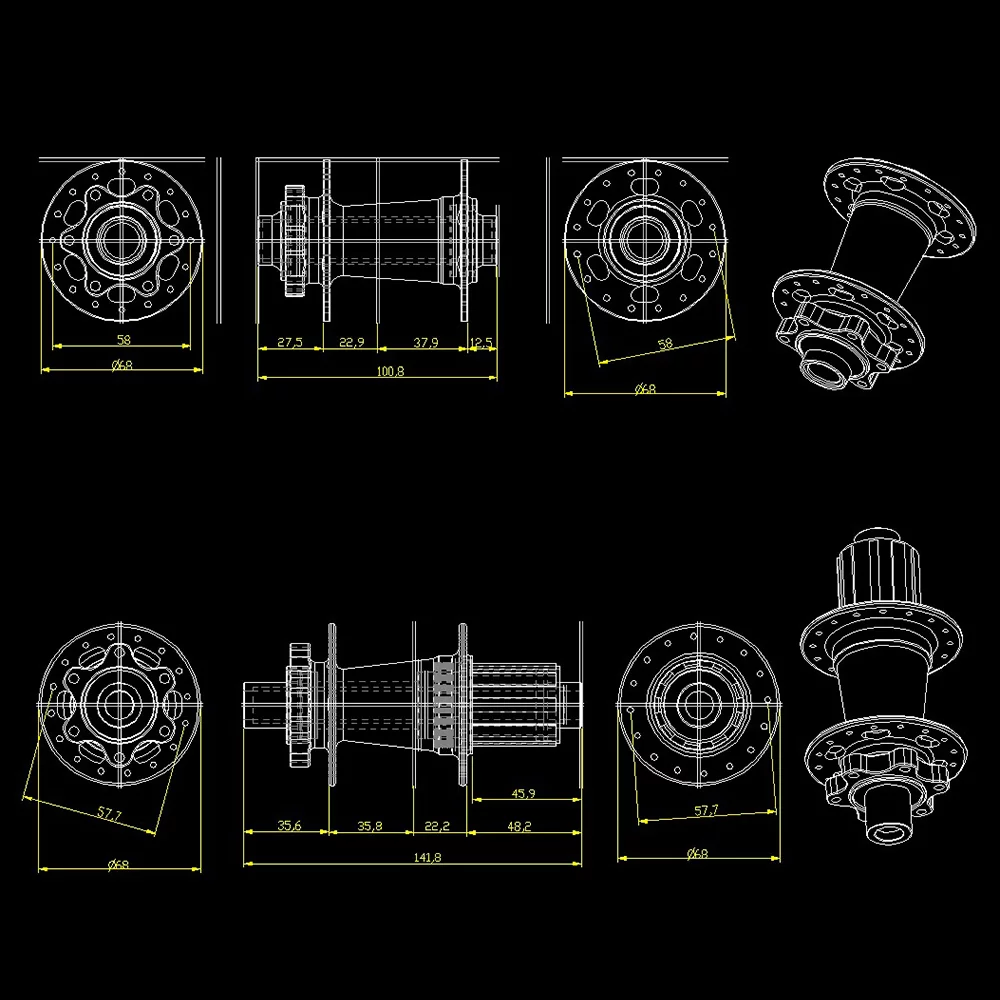 Versatile 32 Hole Mountain Bike Hubs, Compatible with HG System Cassettes, Front and Rear Set
