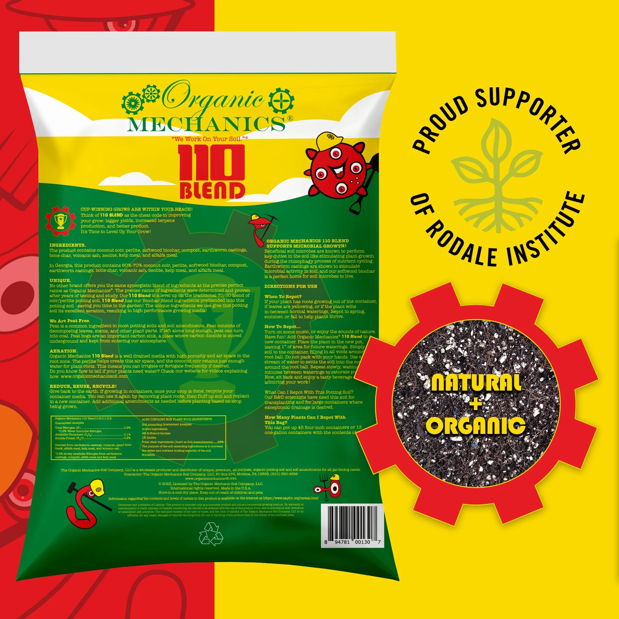 Organic Mechanics All Natural Peat Free 110 Blend Potting Soil, 1.8 cu ft