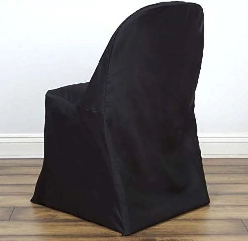 Black Folding Chair Cover-Round-Pack of 5