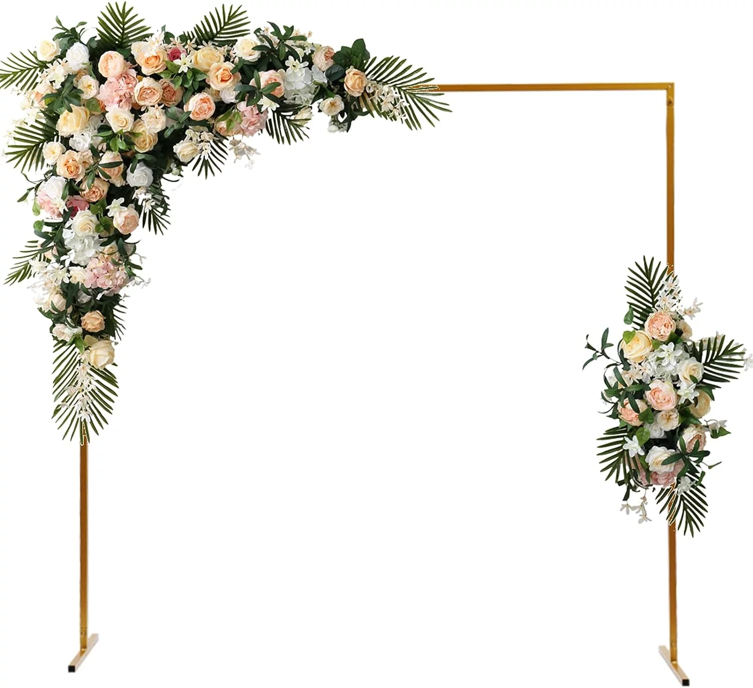 Gold Metal Wedding Arch, 6.56Ft Square Backdrop Frame Garden Wedding Props Decoration, Balloon Arch Stand for Wedding Ceremony, Celebration, Photo Booth Background