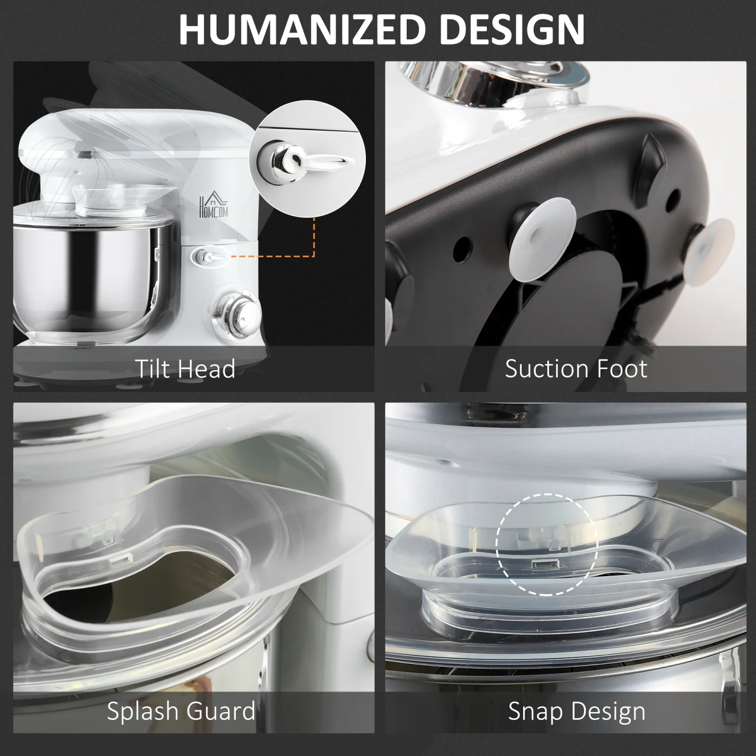 YLtoohoom Stand Mixer with 6+1P Speed  600W Tilt Head Kitchen Electric Mixer with 6 Qt Stainless Steel Mixing Bowl  Beater  Dough Hook