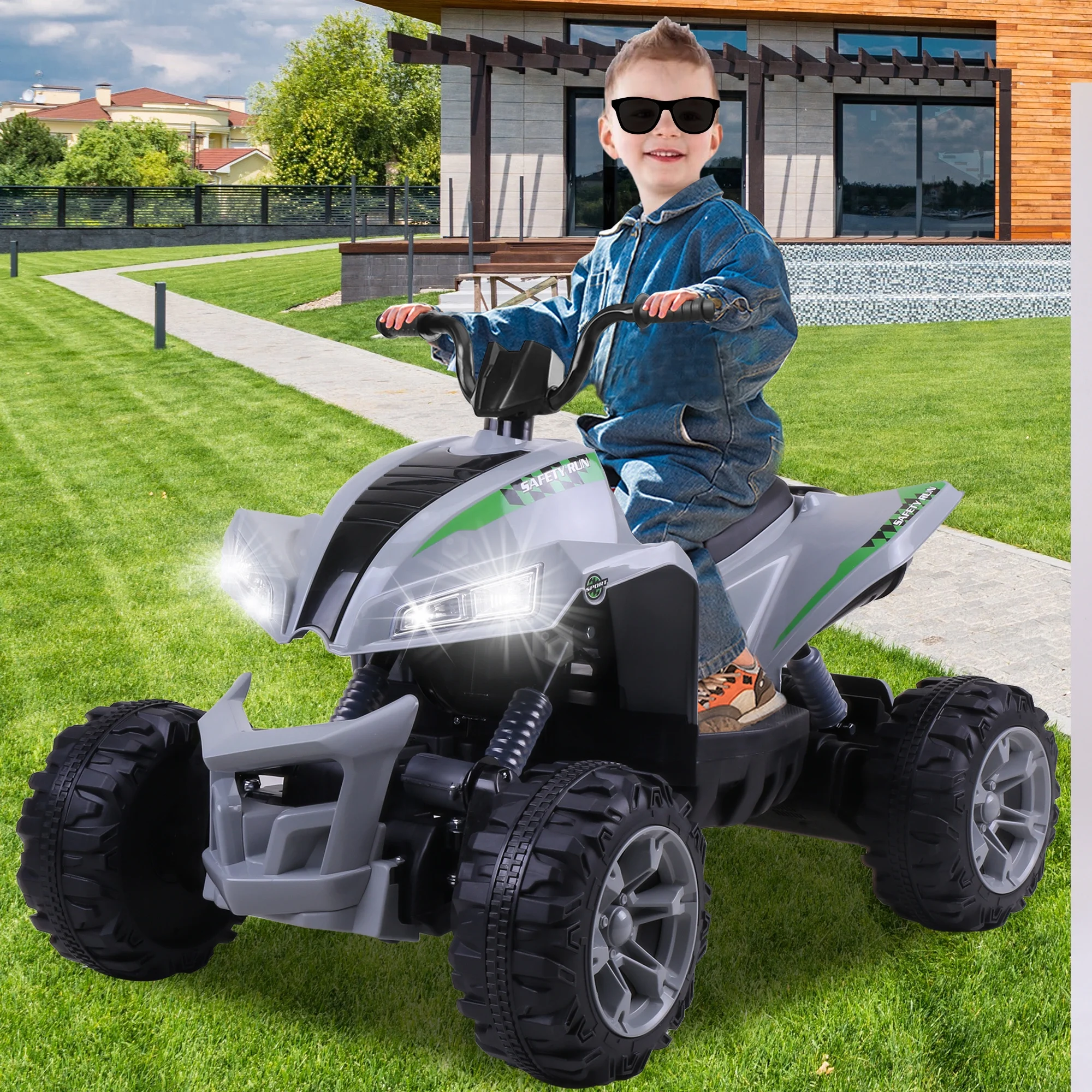 12V Ride on Cars ATV for Kids, Licensed McLaren MCL 35 Liveries Powered Ride on Toys, Remote Control, 35W Motor*2, Music Player, LED Light, Gifts for 3-8 Years Old Boys Girls, Blue