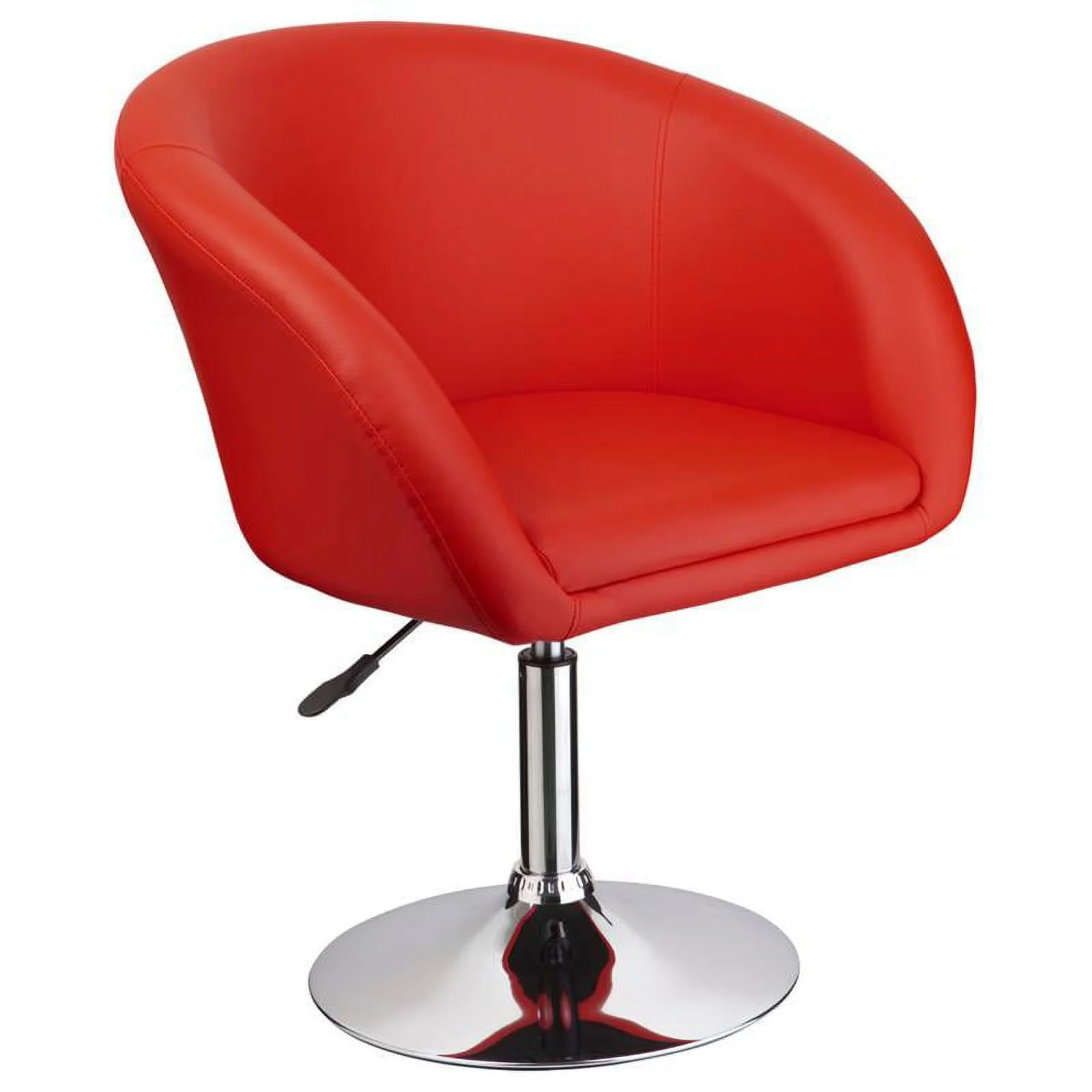 Home Square Faux Leather Swivel Coffee Chair in Red & Chrome Legs - Set of 3