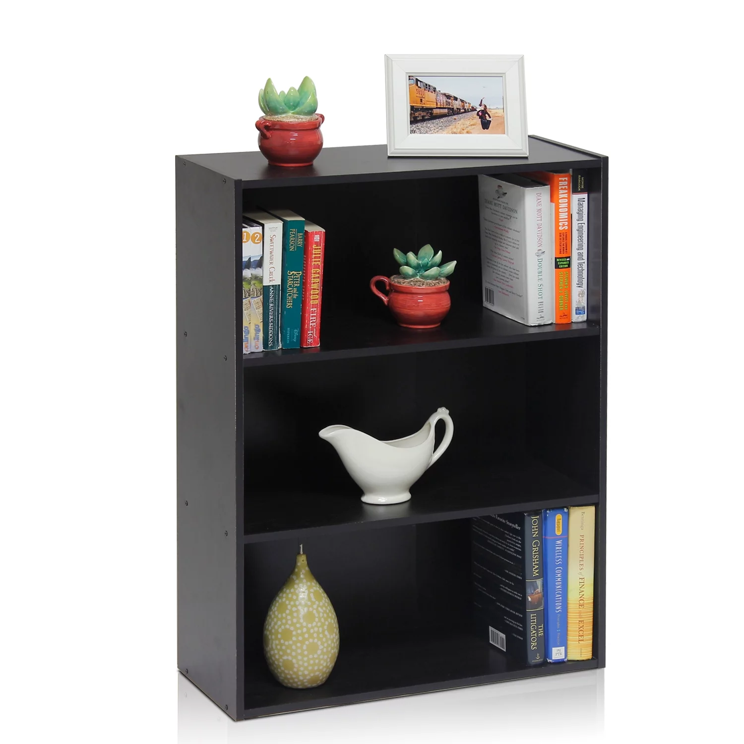 Furinno Pasir 3-Tier Open Shelf, Dark Espresso