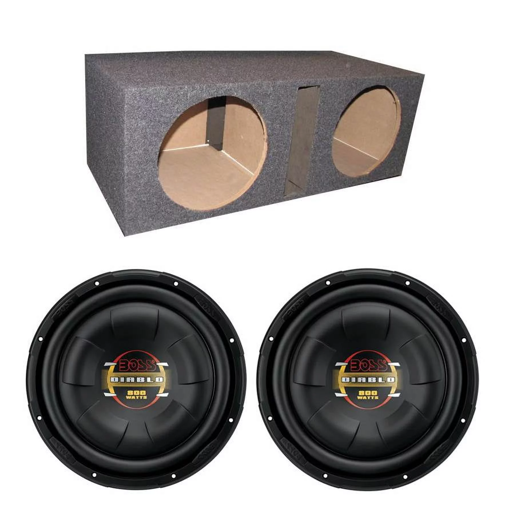 BOSS D10F 10 Inch 1600W Shallow Slim Car Audio Subwoofers + Dual Vented Sub Box