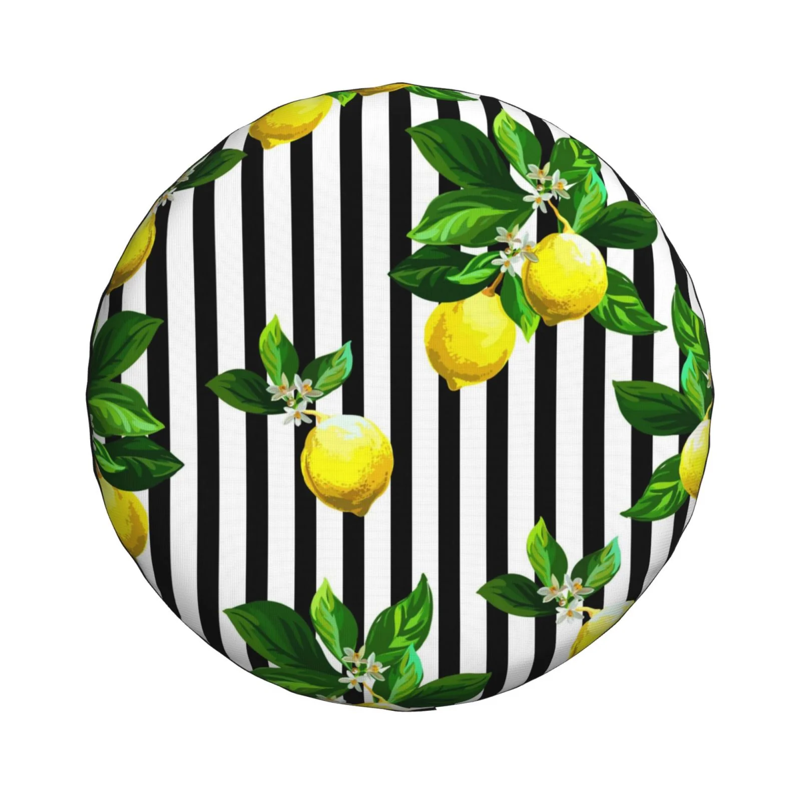 Easygdp Lemons On Striped Wheel Sun Guard, Spare Tire Cover,Universal Trailer Suv Truck Camper Travel,Easy To Install And Remove -14 Inch