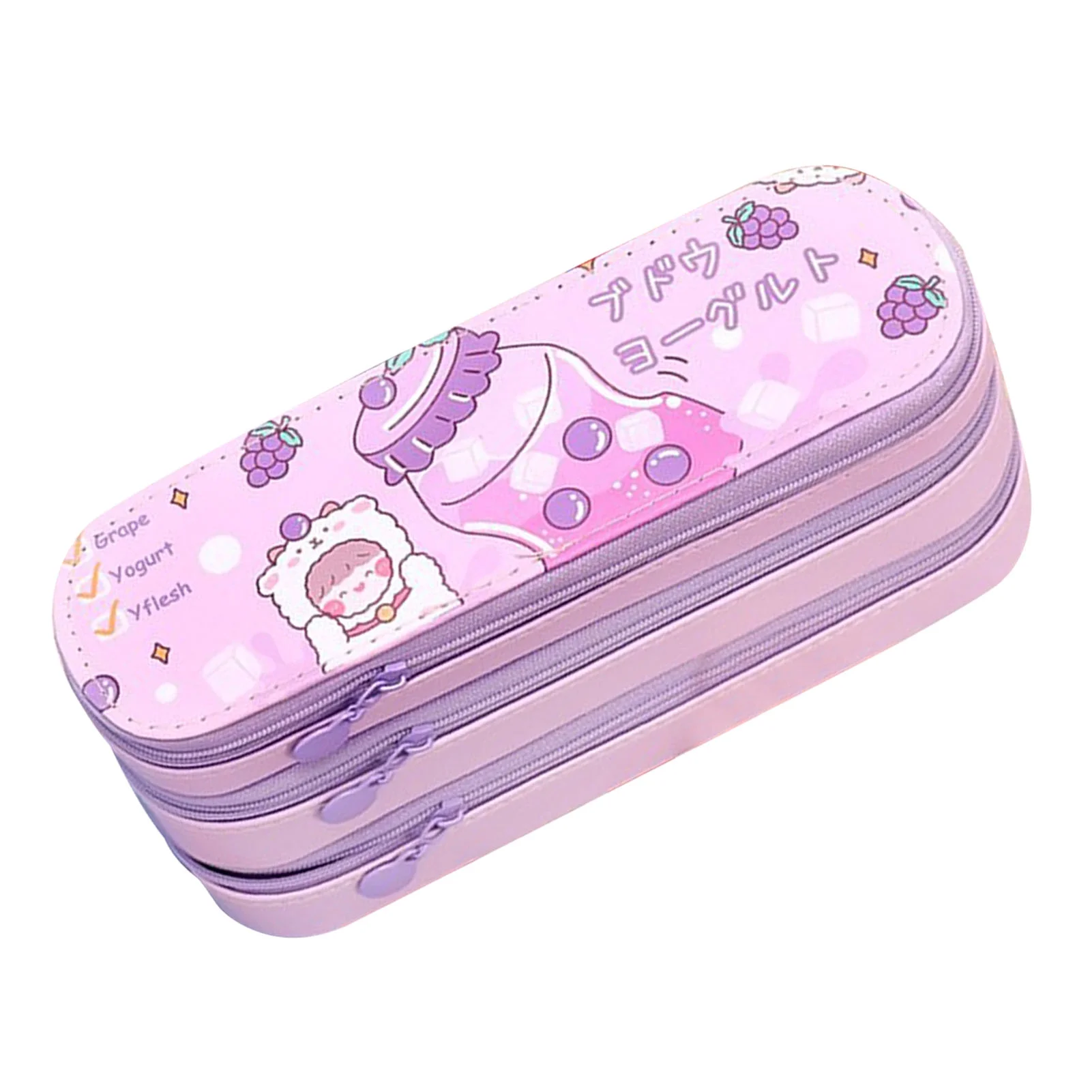 Dekaim Large Pencil Case Multipurpose Cute Stylish 3 Layers Large Capacity Pencil Pouch with Class Schedule for School Office College(Purple)