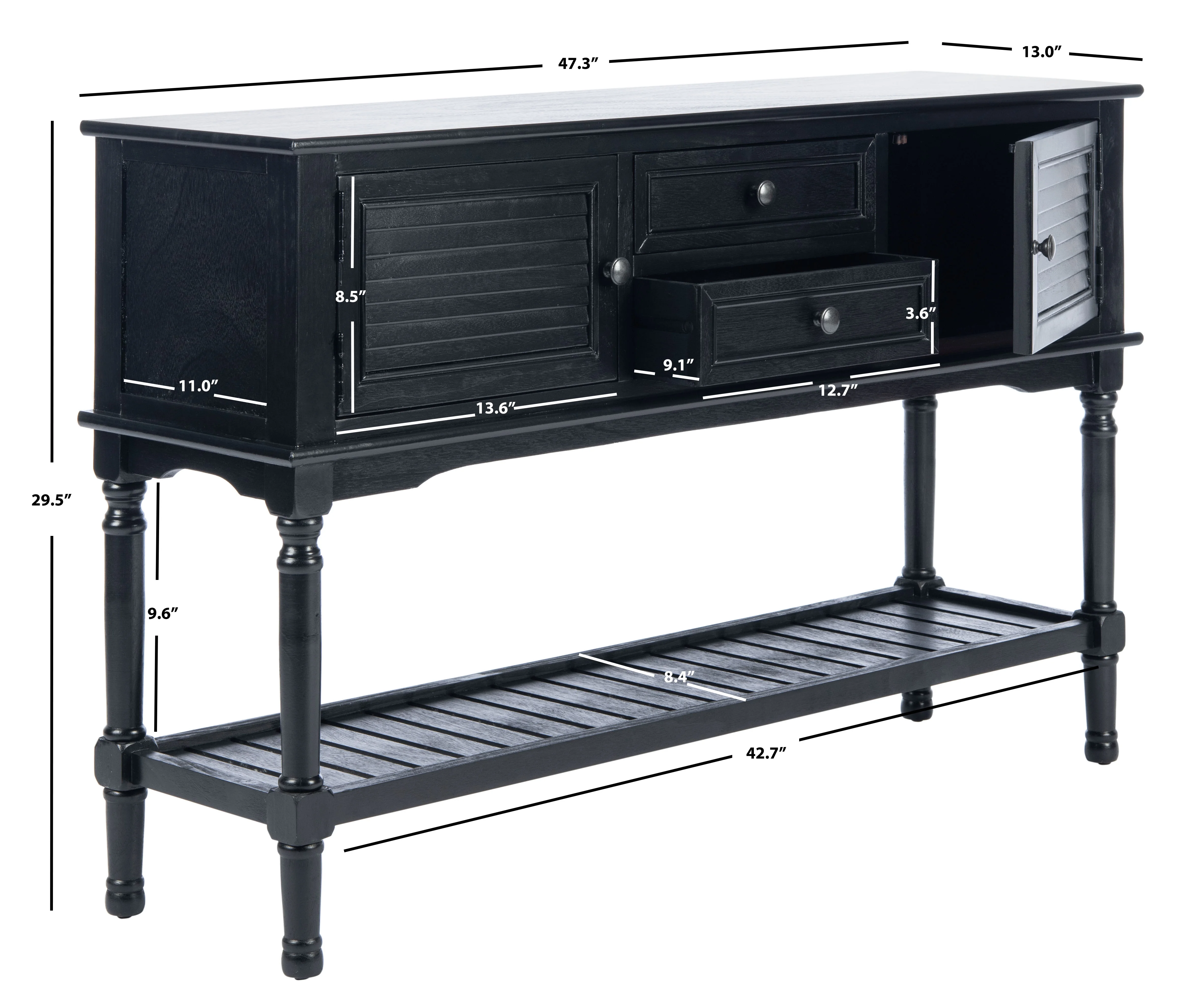 SAFAVIEH Tate 2-Drawer Rectangle Console Table, Black