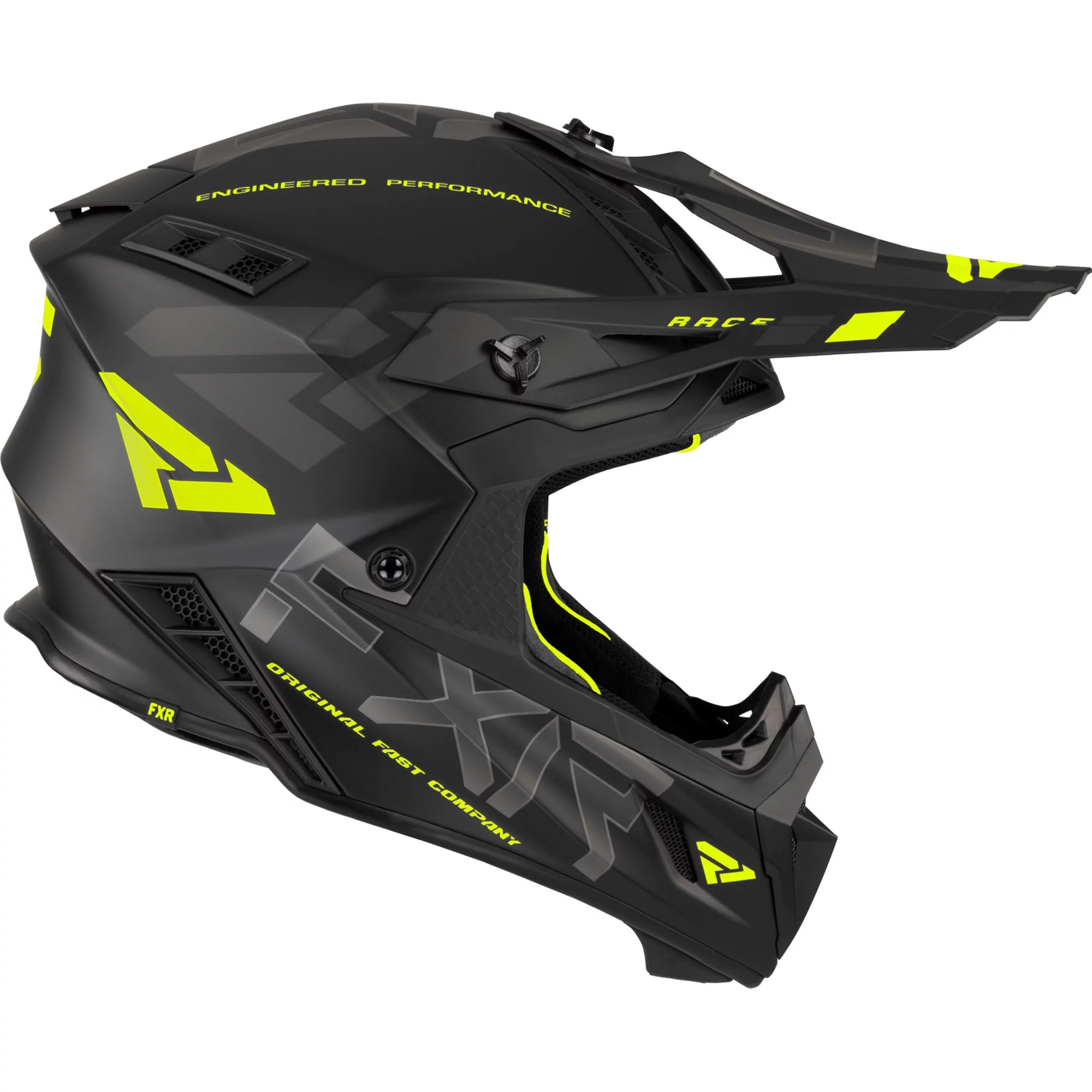 FXR  Helium Race Div Helmet D-Ring Super-Lite 365 Vent Nose Guard FMVSS 218 Black Hi-Vis - 220603-1065-04