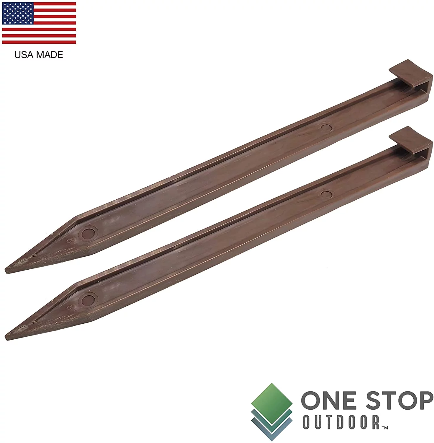 100 Pack - Brown Nylon Landscape Edging Anchoring Plastic Ground Stakes, 10-Inch Length Brown Garden Edging Spikes, USA Made - (Fits Most Brands EasyFlex Dimex Proflex)