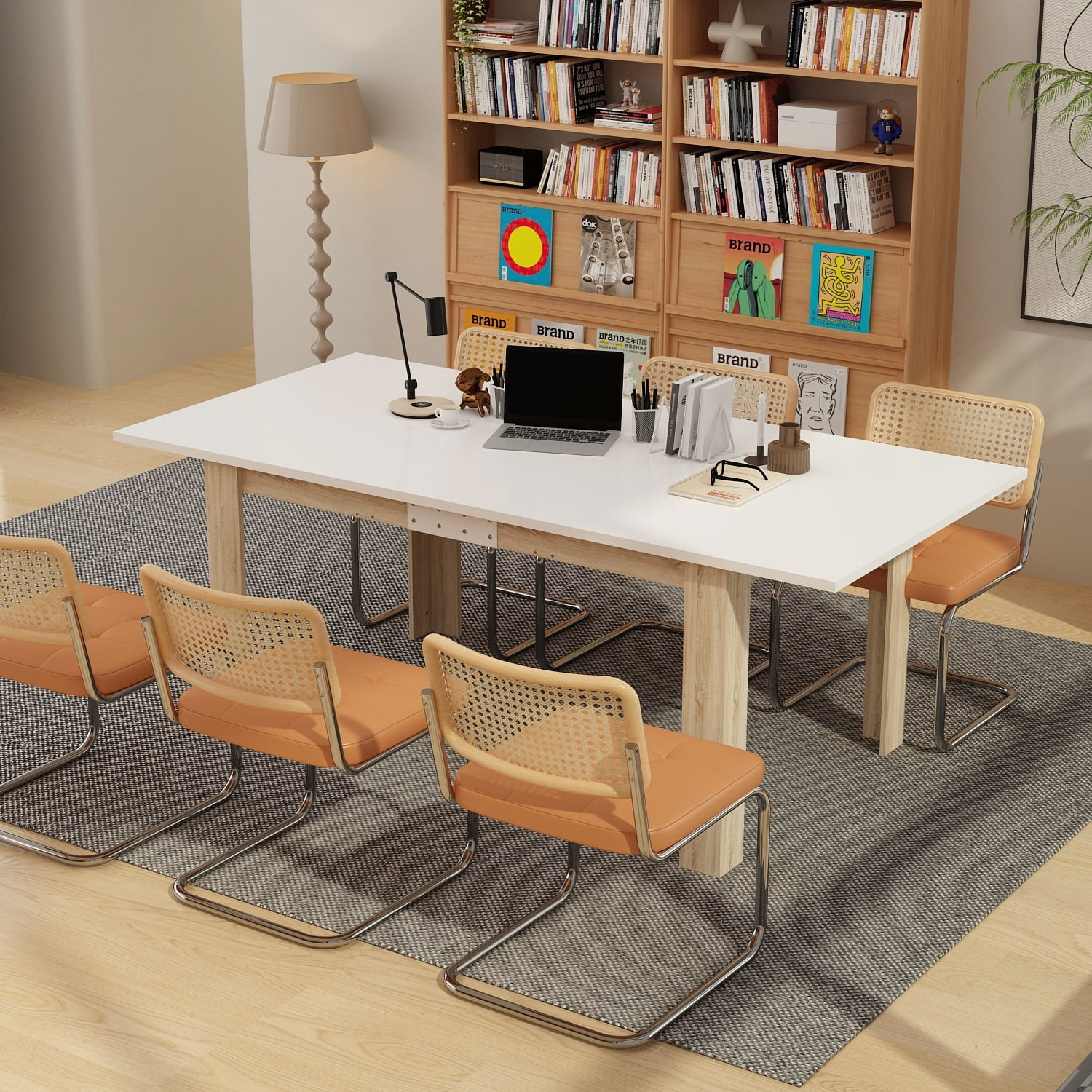 Extendable Wood Dining Table Home Living Room Kitchen Furniture