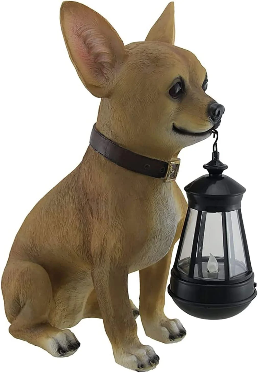 Little Light Keeper: Chihuahua Statue with LED Lantern - Outdoor Decor Figurine for Garden, Patio, and Yard Accent Lighting - Obedient Companion for a Warm Welcome