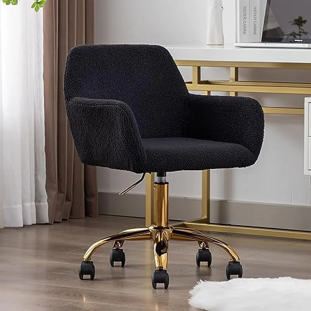 CDHJKKB Fluffy Desk Chair  Faux Fur Swivel Home Office Chair Height Adjustable Vanity  Chair for Girls Women  Modern Cute Furry  Chairs for Bedroom Living Room