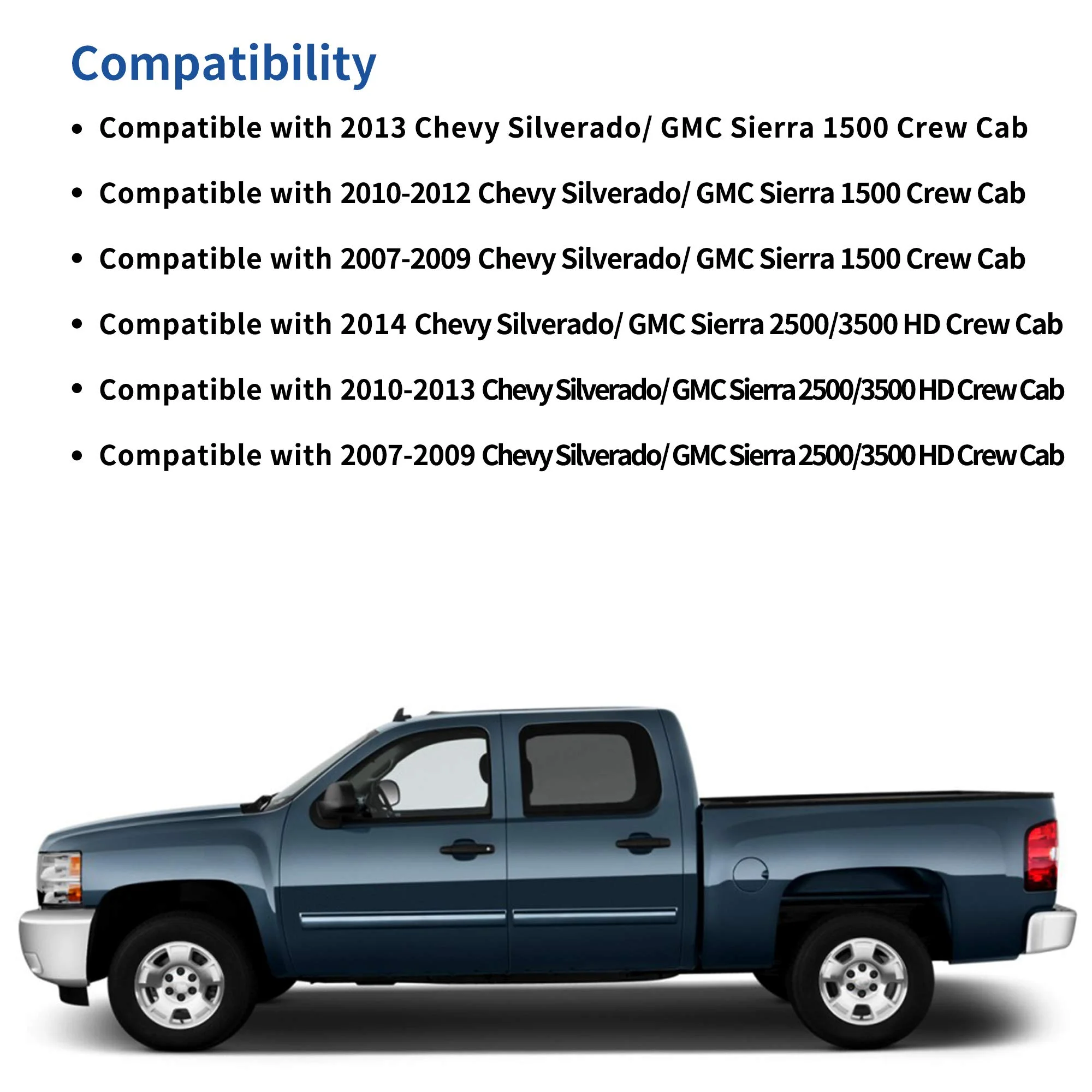 RVNI Floor Mats for 2007-2013 Chevy Silverado/GMC Sierra 1500 Crew Cab/07-14 Chevy Silverado/GMC Sierra 2500HD/3500 HD