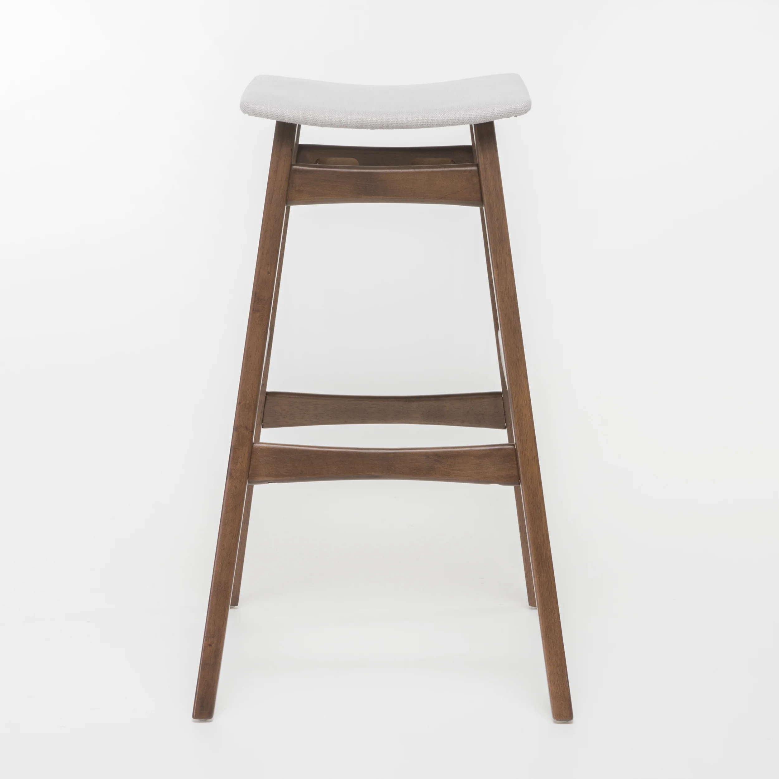 Noble House Jackie Walnut Finish Bar Stools, Set of 2, Light Beige