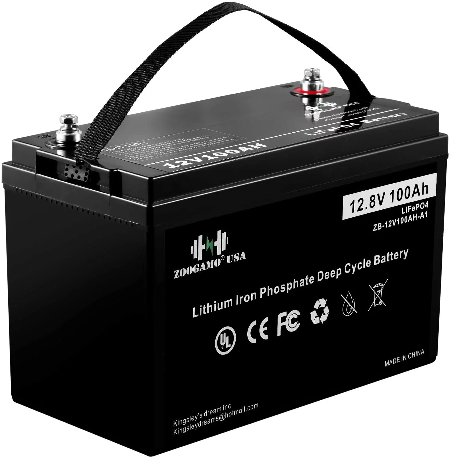 ZOOGAMO 12V 100Ah Lithium LiFePO4 Deep Cycle Rechargeable Battery with Built-in BMS, 3000+ Cycles & 10-Year lifetime, Perfect for RV, Solar, Marine, Overland, Off-Grid Applications (12V-100AH)