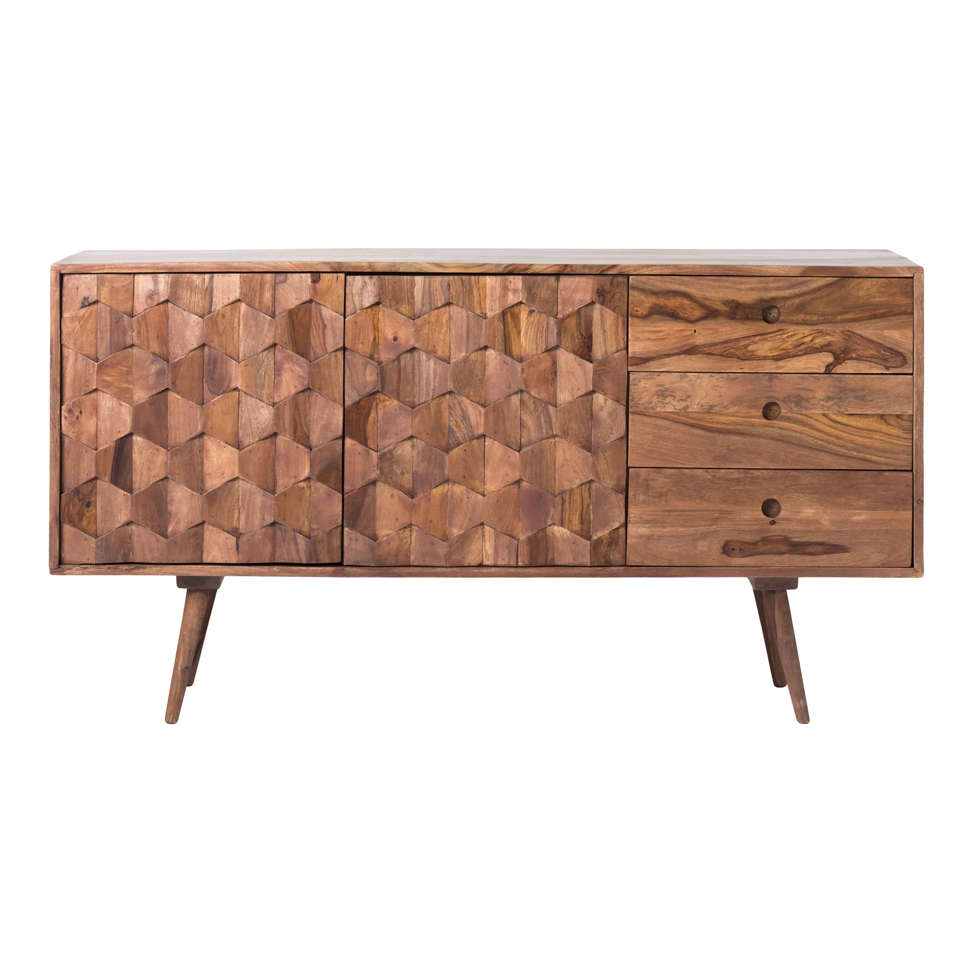 Moe's Home Collection O2 3-Drawer Modern Wood Sideboard in Natural