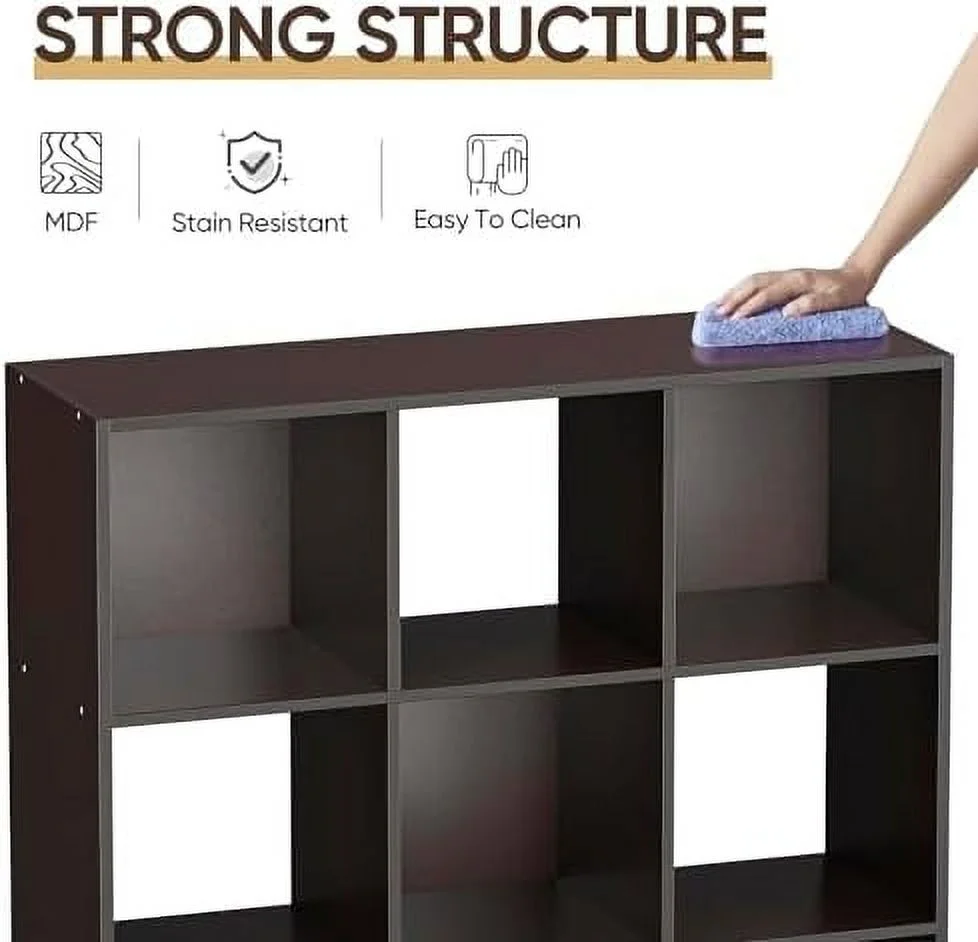 9 Cubes   Organizer  3-Tier Wooden Open Bookshelf Cabinets with Removable Back Panels for Home  Bedroom  Living Room(Natural)