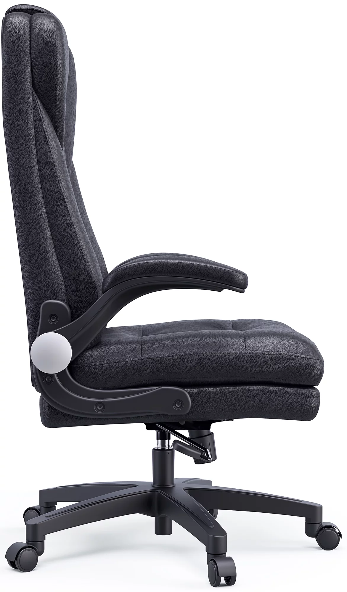 Hbada Ergonomic Executive Office Chair, Big & Tall Desk Chair, PU Leather Swivel Rocking Chair with Flip-up Padded Armrest and Adjustable Height, Black