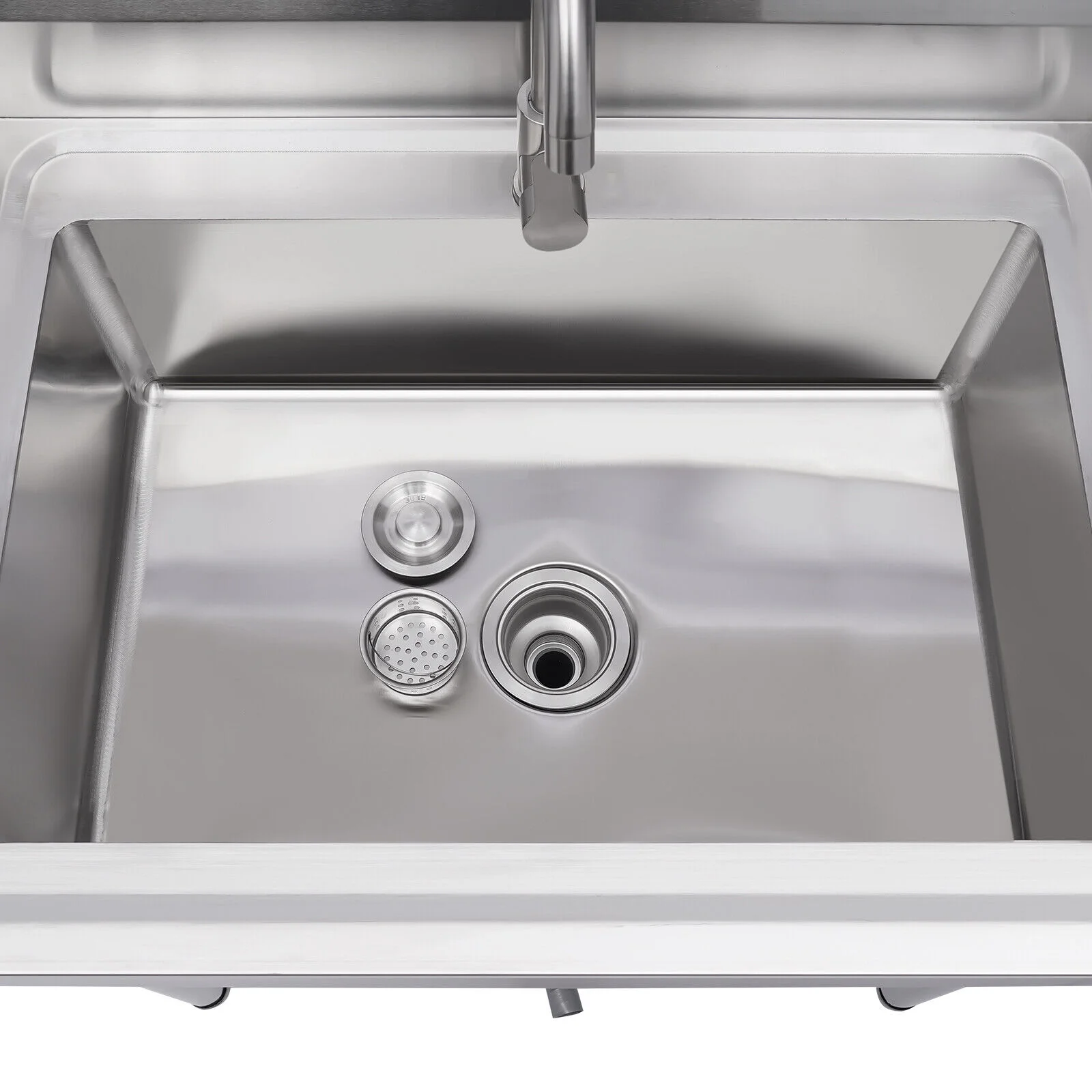 Miumaeov Stainless Steel Commercial Sink with Single Compartment Free Standing Kitchen Prep & Utility Sink With Faucet