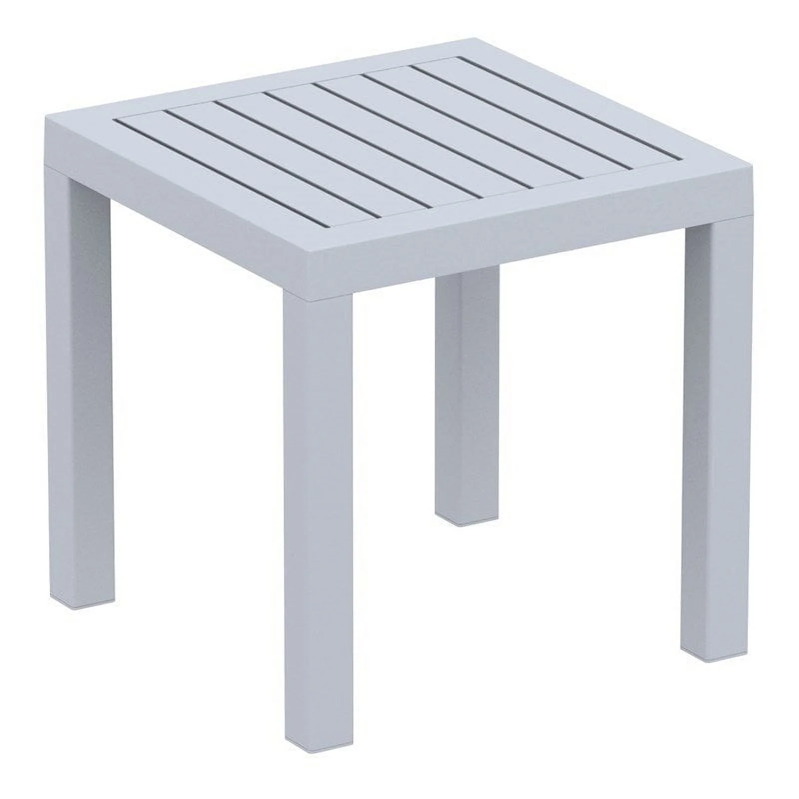 Home Square 2 Piece Square Resin Patio Side Table Set in Silver Gray
