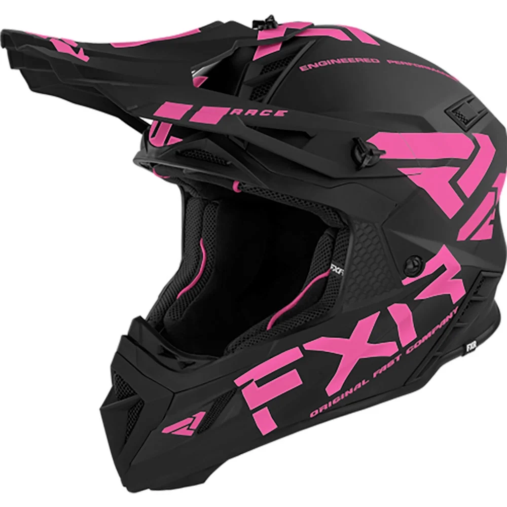 FXR Helium Race Div Helmet w/ D-Ring 23-Black/Elec Pink-XL