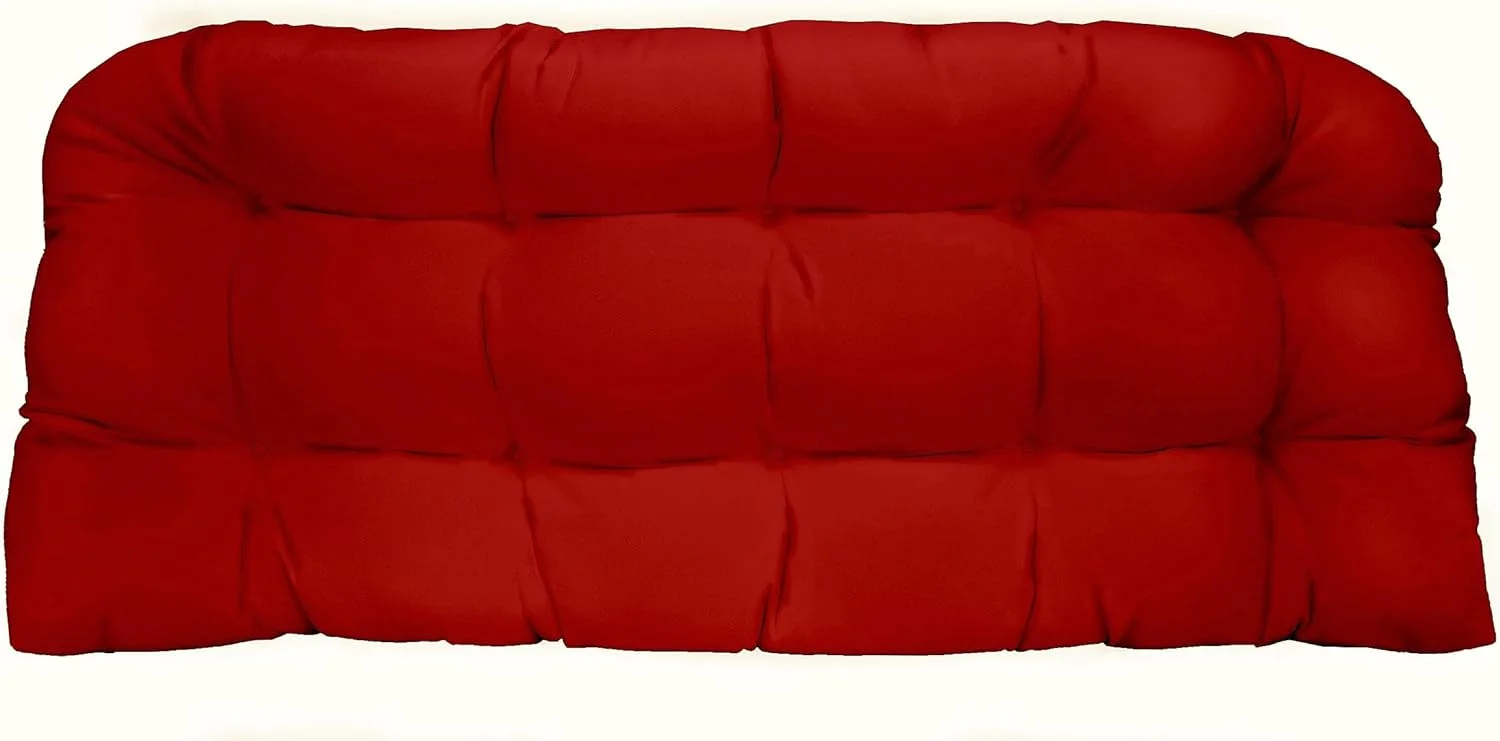 Tufted Wicker Loveseat Cushion | Indoor/Outdoor All Weather Polyester Fabric | Reversible | 41” W X 19