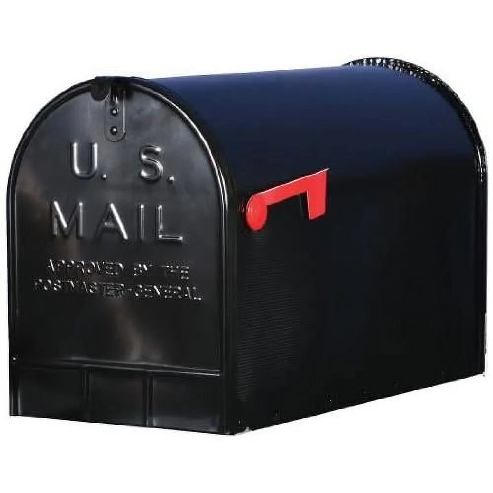 Gibraltar Jumbo Galvanized Steel Post Mounted Black Mailbox 15 In. H X 11-1/2 In. W X 23-1/2 In. L
