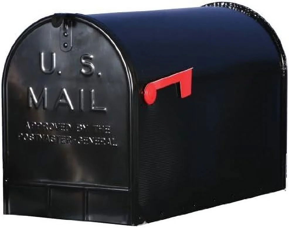 Gibraltar Jumbo Galvanized Steel Post Mounted Black Mailbox 15 In. H X 11-1/2 In. W X 23-1/2 In. L