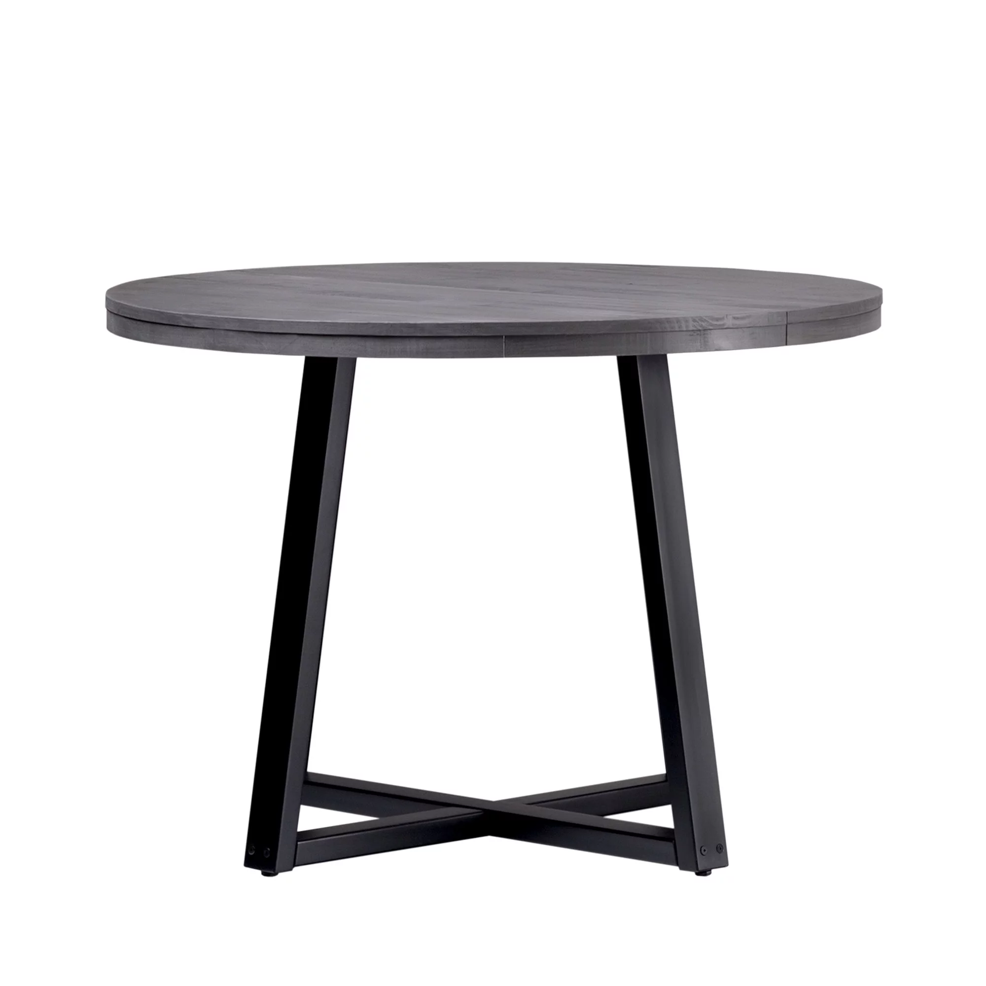 Walker Edison 42” Rustic Distressed Solid Wood Round Dining Table, Grey/Black