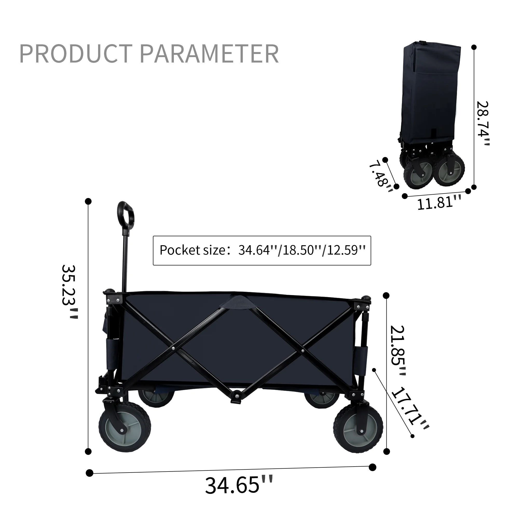 Utility Collapsible Folding Wagon Cart Heavy Duty Foldable, Beach Wagon