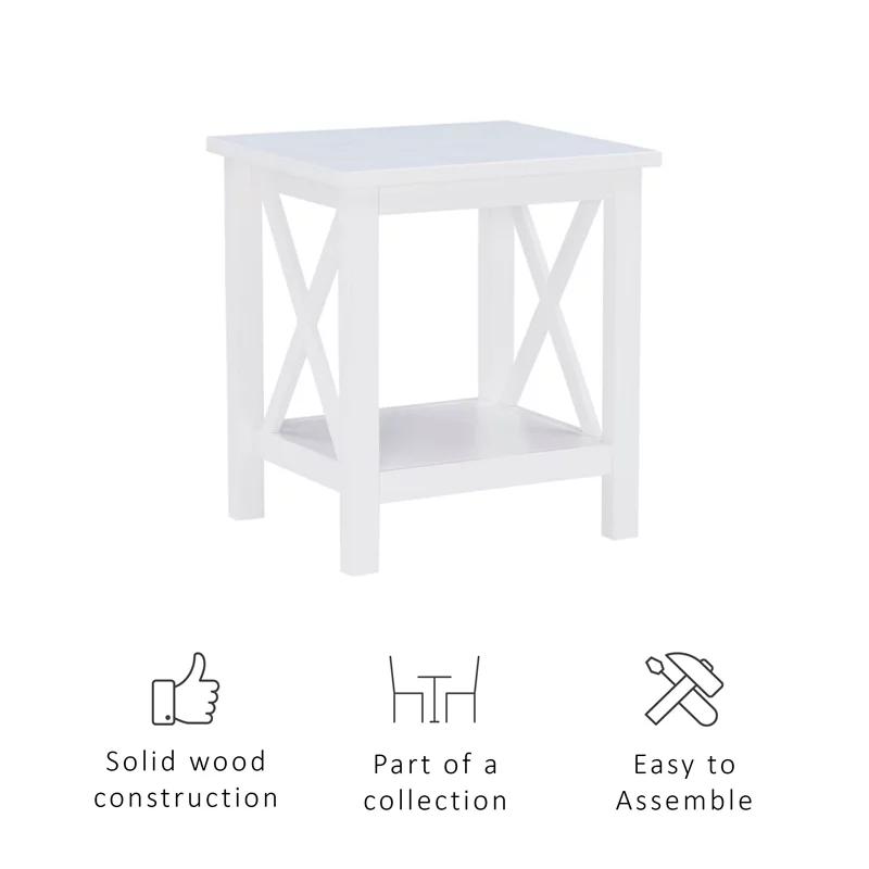 Home Square 2-Piece Furniture Wood MDF End Table Set in Antique White